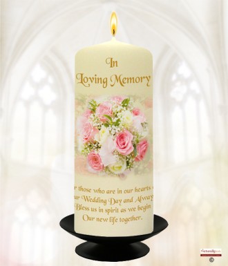 Pink Bouquet Gold Wedding Remembrance Candle