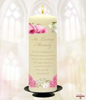 Pink Rose and Freesia Gold Wedding Remembrance Candle