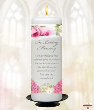 Pink Rose and Freesia Silver Wedding Remembrance Candle