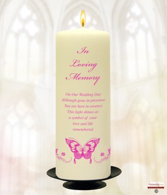Pink Magestic Butterfly Wedding Remembrance Candle