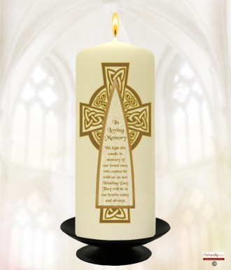 Gold Celtic Cross Wedding Remembrance Candle