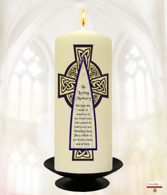 Navy and Gold Celtic Cross Wedding Remembrance Candle
