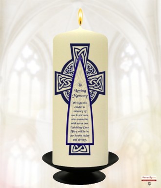Navy and Silver Celtic Cross Wedding Remembrance Candle