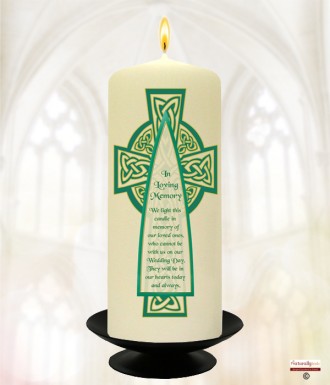 Green Celtic Cross Wedding Remembrance Candle