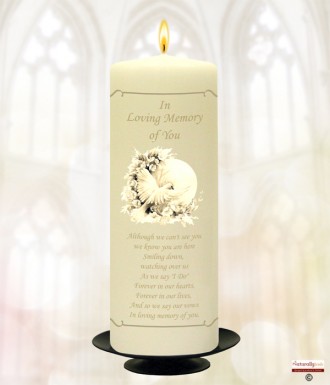 Dove and Flowers Gold Wedding Remembrance Candle