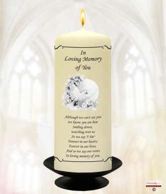 Dove and Flowers Black Wedding Remembrance Candle