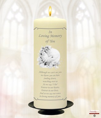 Dove and Flowers Silver Wedding Remembrance Candle