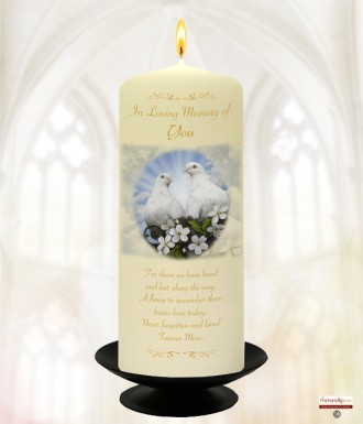 Love Doves Gold Wedding Remembrance Candle