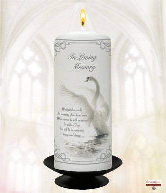 Swan Silver Wedding Remembrance Candle