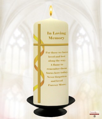 Ribbon and Cross Gold Wedding Remembrance Candle