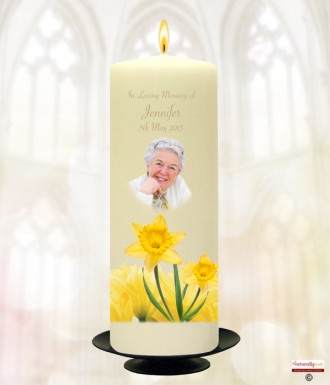 Daffodil and Photo Gold Wedding Remembrance Candle