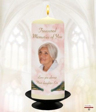 Pink Treasured Memories and Photo Wedding Remembrance Candle