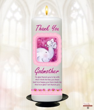 Elephant Thank You Godmother Candle Candle (White/Ivory)