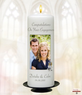 Engagement Glasses with Photo Candle (White)