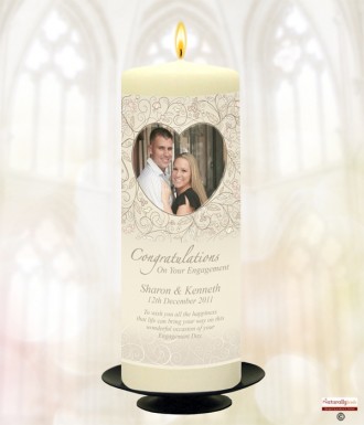 Engagement Love Heart and Photo Candle