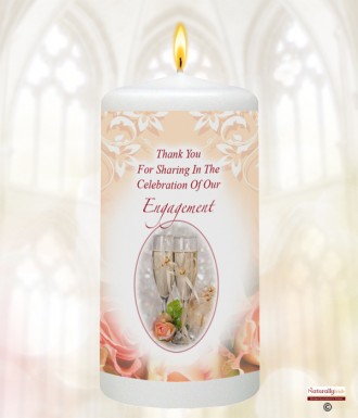 Engagement Glasses and Roses Favour Candle