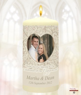 Engagement Love Heart & Photo Favour Candle (Ivory)