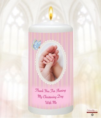 Pink Butterfly Christening Favour (White)