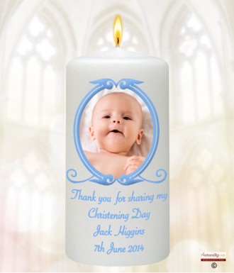 Blue Vintage Frame and Photo Christening Favour (White)