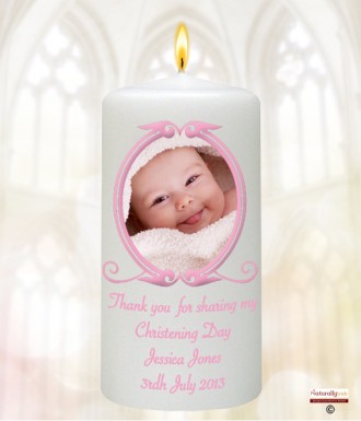 Pink Vintage Frame and Photo Christening Favour (White)