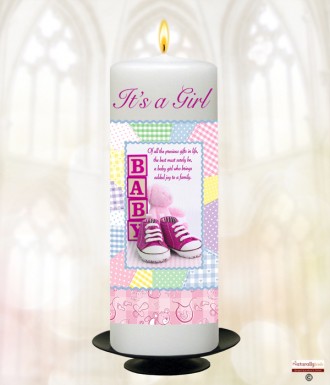 Quilt Girl Candle (White)