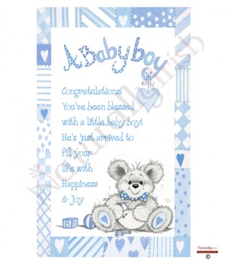 Cute Teddy Baby Boy Candle (White)