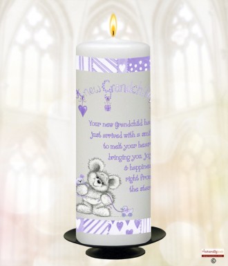 Cute Teddy New Grandchild Candle (White)