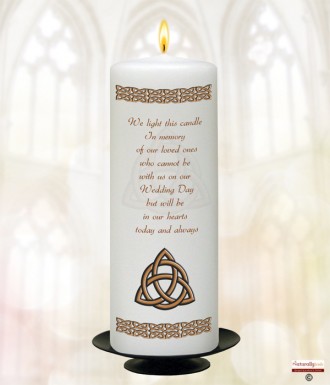 Trinity Knot Gold Wedding Remembrance Candle (White)