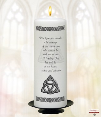 Trinity Knot Silver Wedding Remembrance Candle (White)