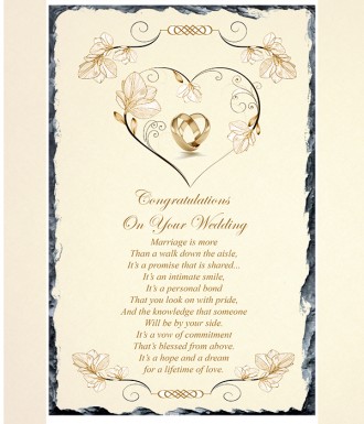 Wedding- Flower Heart & Rings Slate