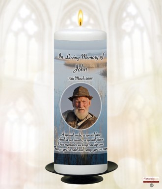 Lake and Photo Memorial Candle (white/ivory)