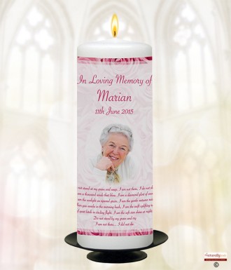 Red Roses And Photo Memorial Candle (white/ivory)