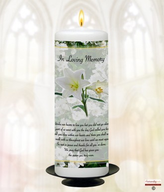White Flowers and Photo Memorial Candle (white/ivory)