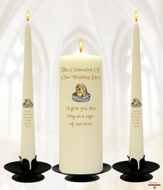 Wedding Gold Rings Wedding Candles (Ivory)