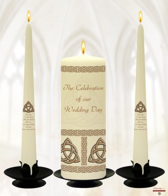 Trinity Knot Gold Wedding Candles (Ivory)