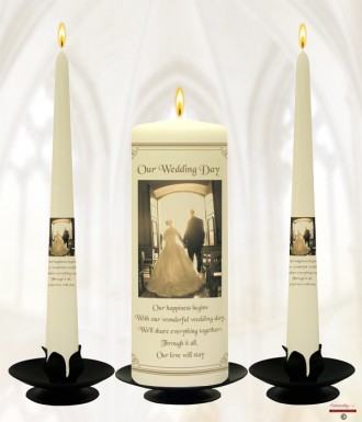 Church Door Gold Wedding Candles (Ivory)