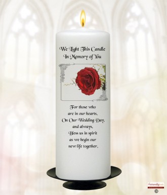 Red Rose Silver Wedding Remembrance Candle (White)