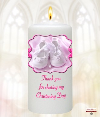 Scroll Pink Christening Favour (White)