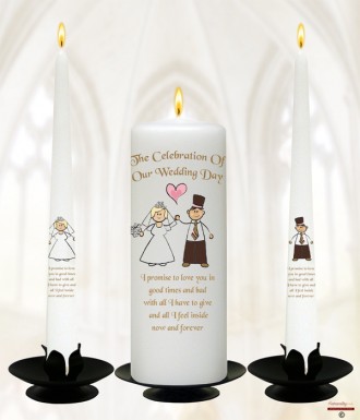 Happy Ever After Gold - Blonde Wedding Candles (White)
