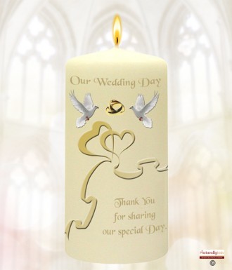 Two Hearts & Doves Wedding Favour Candles