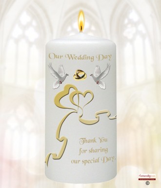 Two Hearts & Doves Wedding Favour Candles