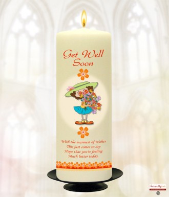 Little Girl & Flowers Get Well Soon Personalised Candle
