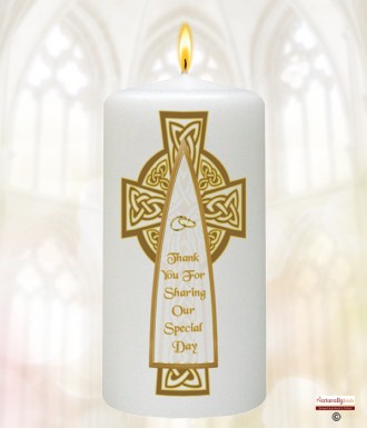 Celtic Cross Gold Wedding Favour (White)