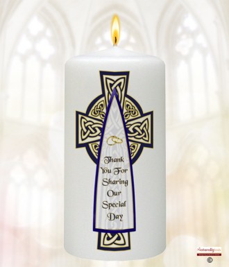 Celtic Cross Navy & Gold Wedding Favour (White)