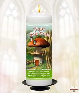 Mushroom House New Home Personalised Candle