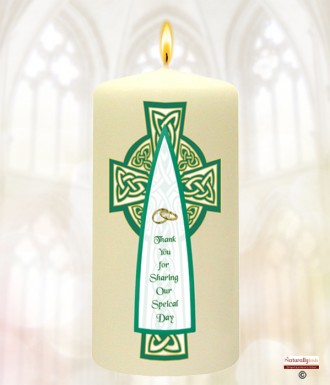 Celtic Cross Green Wedding Favour Candles