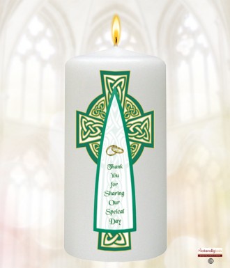 Celtic Cross Green Wedding Favour (White)