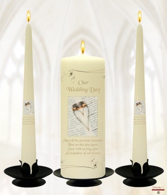 Ring Heart Silhourette Gold Wedding Candles (Ivory)