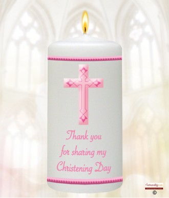 Christening Cross Pink Christening Favour (White)