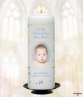 Mother and Child Photo Pink Christening Candle (White/Ivory)